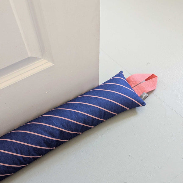Navy Stripe Draught Excluder With Lavender & Biofoam