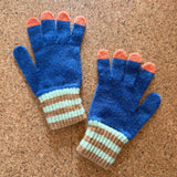 Kids' Lambswool Gloves - Navy & Orange Tips