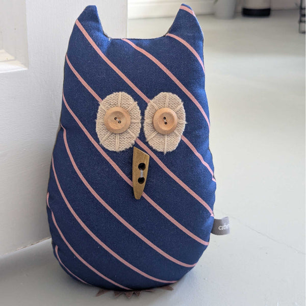 Navy Stripe Owl Doorstop With Lavender