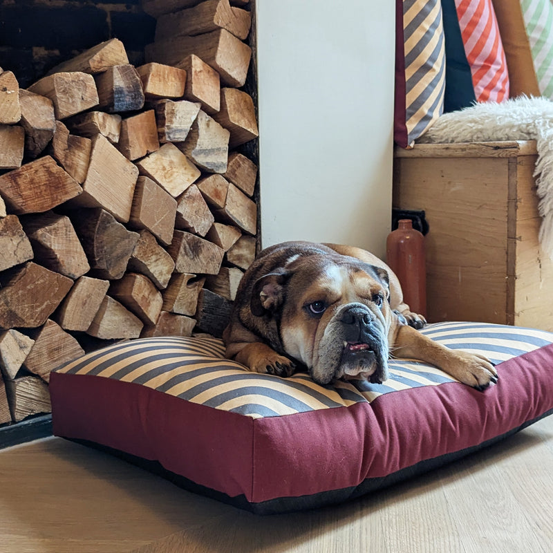 Dog Bed - Grey Stripe