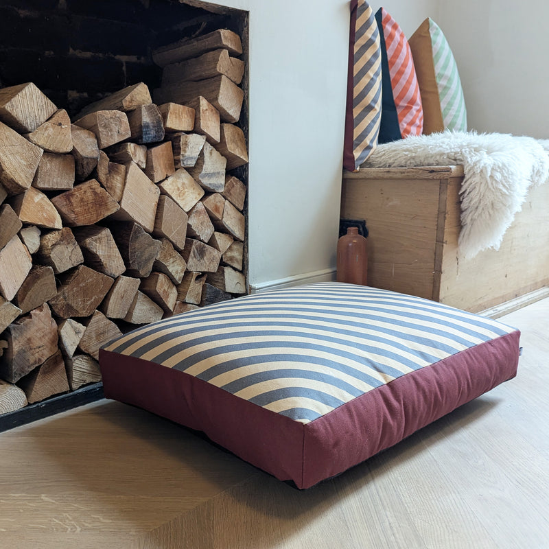 Dog Bed - Grey Stripe