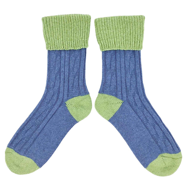 unisex cashmere mix socks with cable detail in  