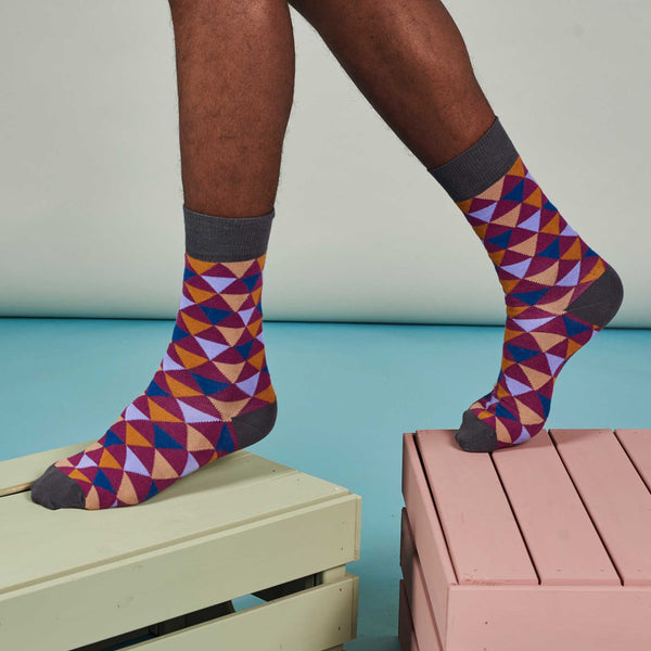 Men's Plum Triangle Organic Cotton Ankle Socks