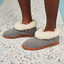 grey check lambswool slipper boots