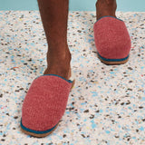 Plum Check Lambswool & Sheepskin Slippers