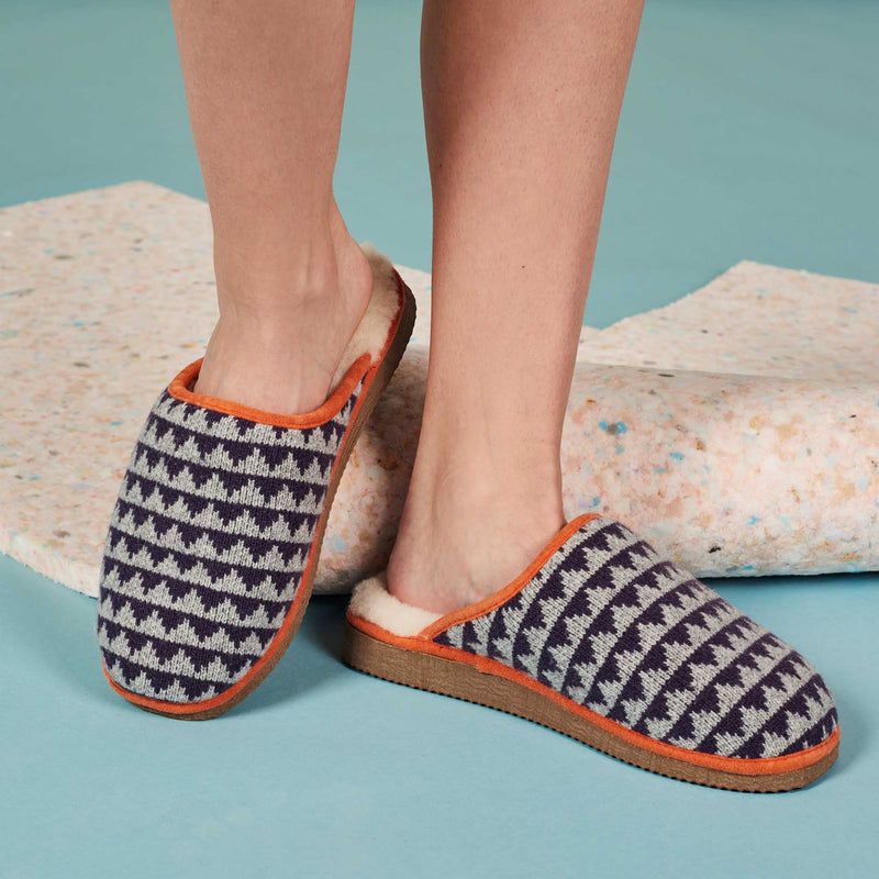 Purple Triangle Lambswool & Sheepskin Slippers