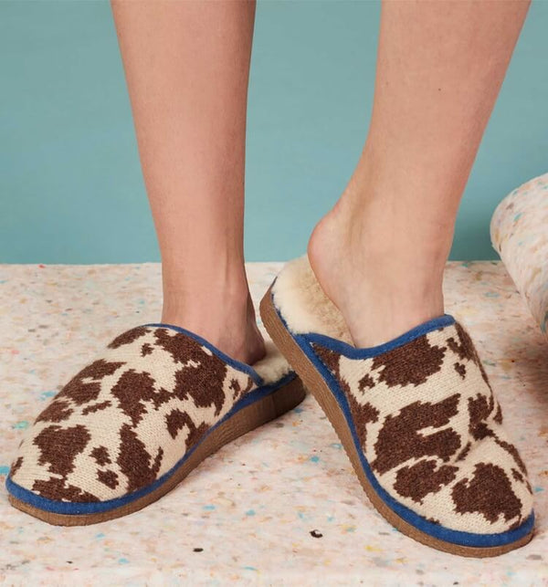 Catherine Tough cow print slippers mens sheepskin
