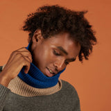Marine Blue & Soft Brown Lambswool Snood
