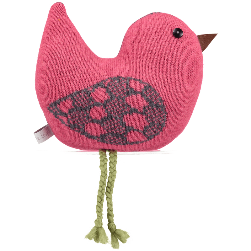 Large Knitted Feather Pink Chick With Lavender