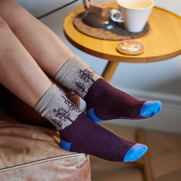 Ladies Aniseed Forest Lambswool Ankle Socks