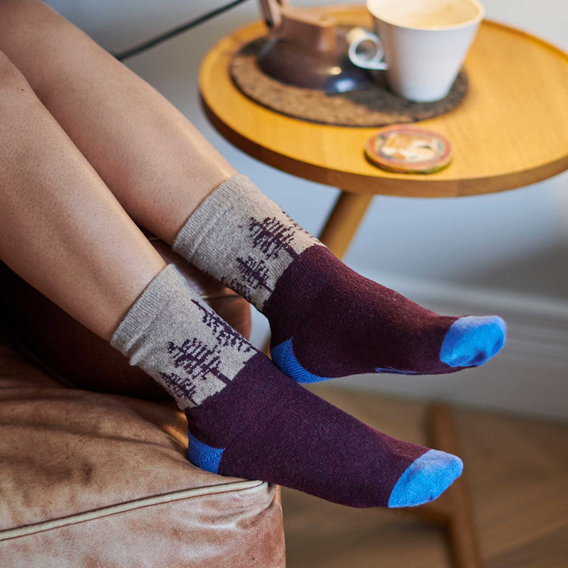 Ladies Aniseed Forest Lambswool Ankle Socks