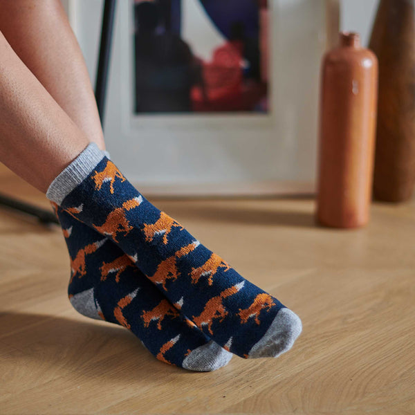 Ladies Grey Bee Lambswool Ankle Socks
