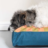 Dog Bed - Peach & Green Check Printed Cotton