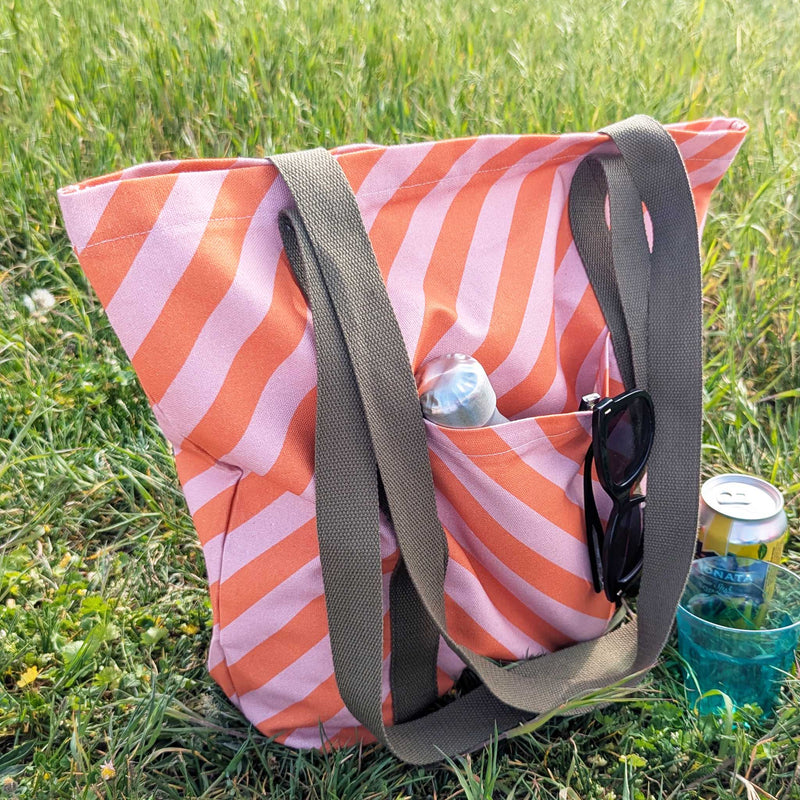 Orange Stripe Cotton Tote Shopper Bag