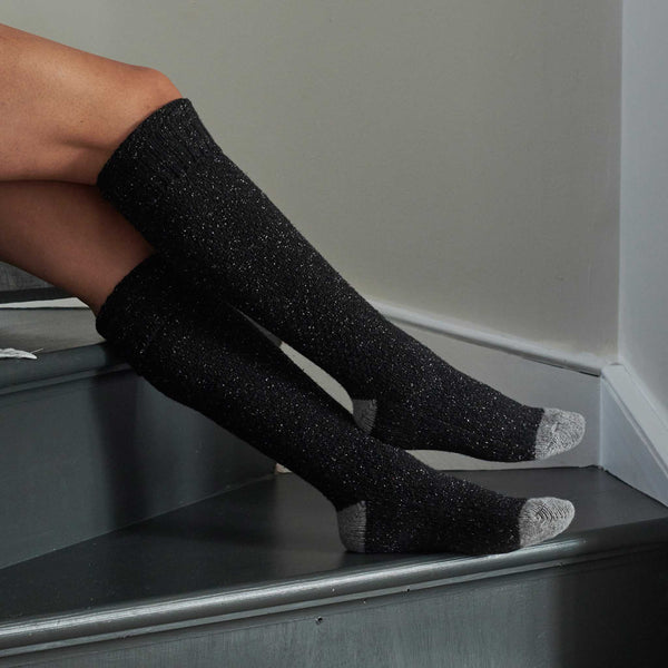 silk blend knee charcoal socks