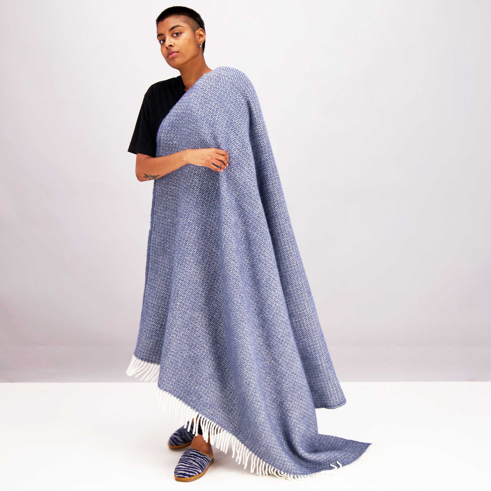 Slate Blue Small Triangle Wool Throw – Catherine Tough