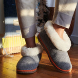 Grey Check Lambswool & Sheepskin Boot Slippers