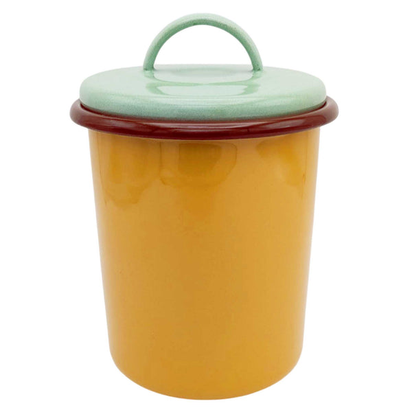 Enamel Storage Jar - Mustard & Mint