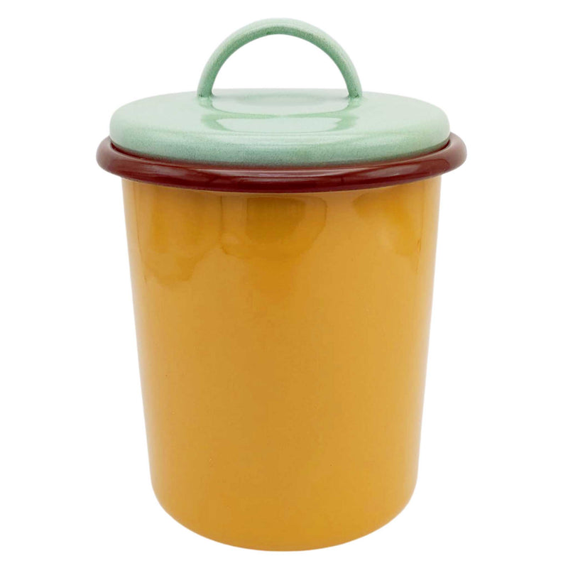 Enamel Storage Jar - Mustard & Mint