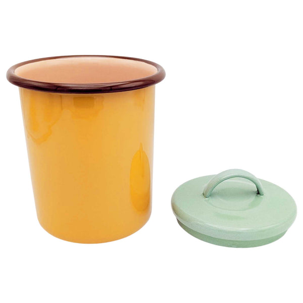 Enamel Storage Jar - Mustard & Mint