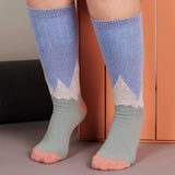 Ladies Light Blue Mountain Lambswool Knee Socks