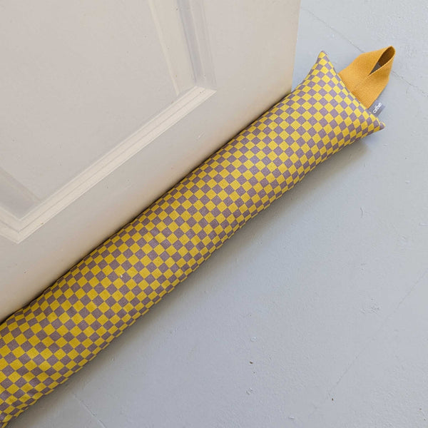 Yellow Check Draught Excluder With Lavender & Biofoam