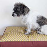 Dog Bed - Yellow Mini Check Printed Cotton