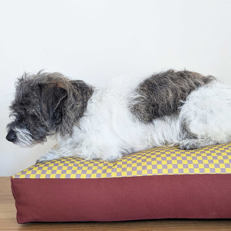 Dog Bed - Yellow Mini Check Printed Cotton