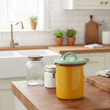 Enamel Storage Jar - Mustard & Mint