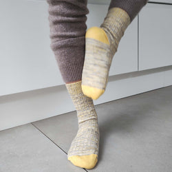 Unisex Organic Cotton Ribbed Ankle Socks - Yellow Marl