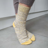 Unisex Organic Cotton Ribbed Ankle Socks - Yellow Marl