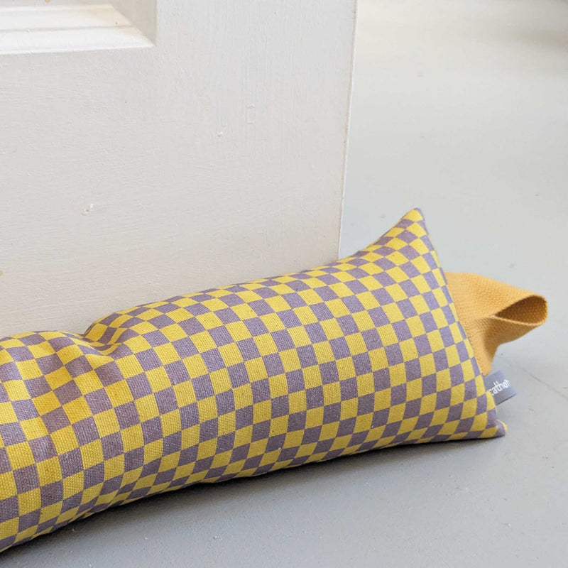 Yellow Check Draught Excluder With Lavender & Biofoam