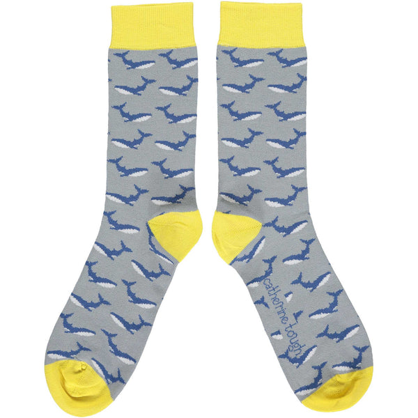 Men's Grey & Yellow Whale Organic Cotton Ankle Socks