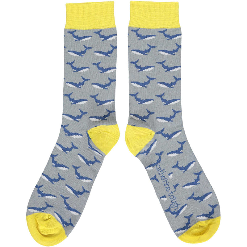Men's Grey & Yellow Whale Organic Cotton Ankle Socks