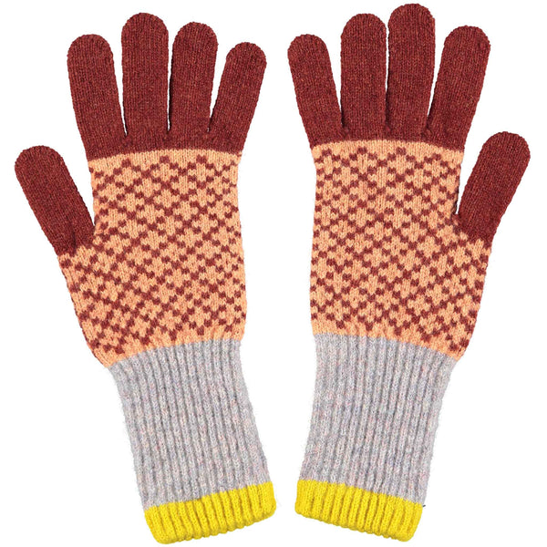 Women's Sienna & Peach Cross Lambswool Gloves