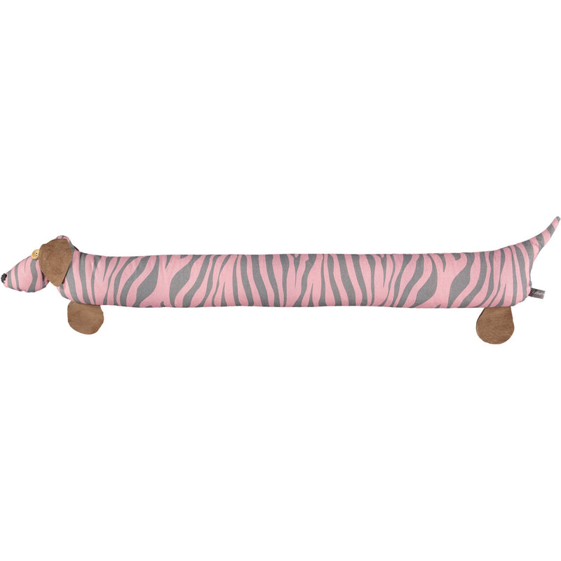 Grey & Pink Zebra Print Dog Draught Excluder With Lavender
