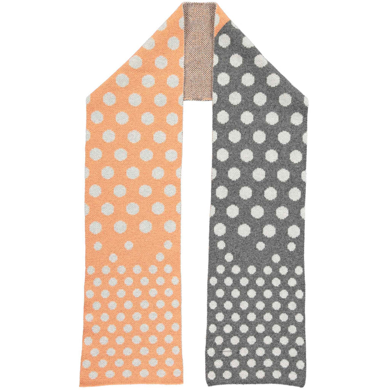 Grey & Peach Big Spot Little Spot Lambswool Scarf