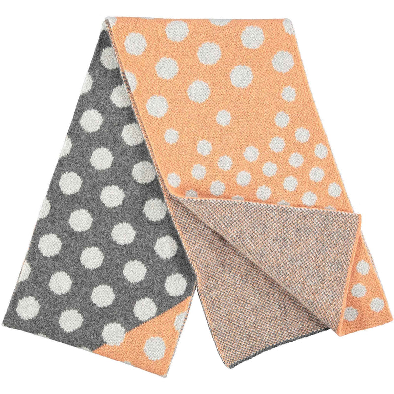 Grey & Peach Big Spot Little Spot Lambswool Scarf