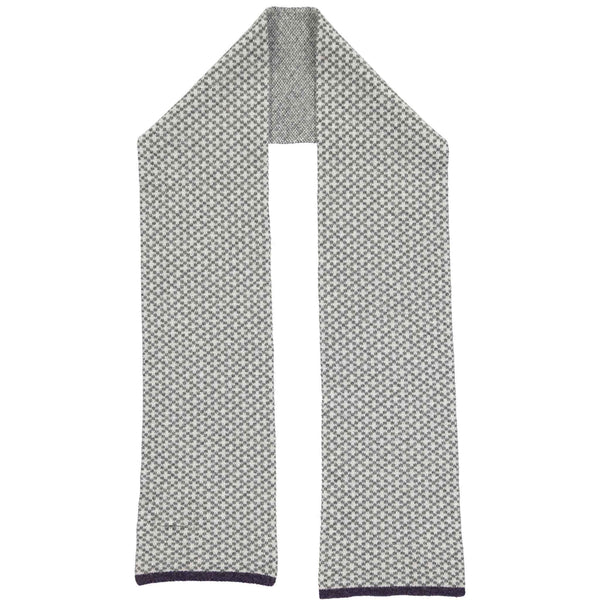 Grey & Purple Cross Pattern Lambswool Scarf