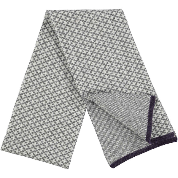 Grey & Purple Cross Pattern Lambswool Scarf