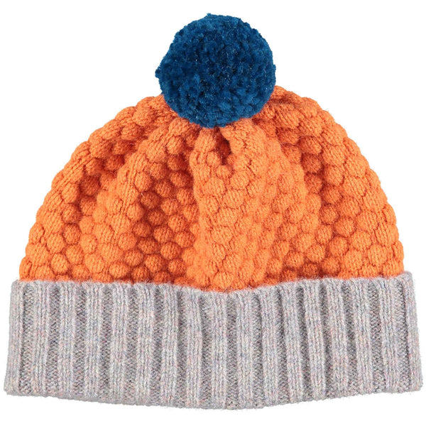 Kids' Orange & Concrete Honeycomb Bobble Hat