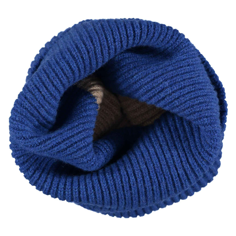 Marine Blue & Soft Brown Lambswool Snood