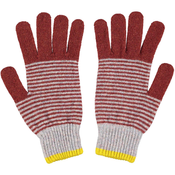 Men's Sienna & Concrete Stripy Lambswool Gloves