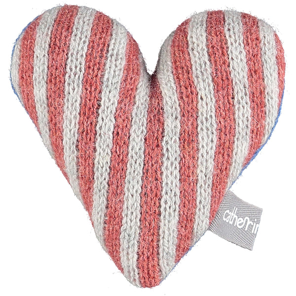Mini Knitted Orange & Oat Stripy Heart With Lavender
