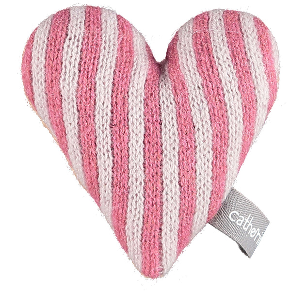 Mini Knitted Pink Stripy Heart With Lavender