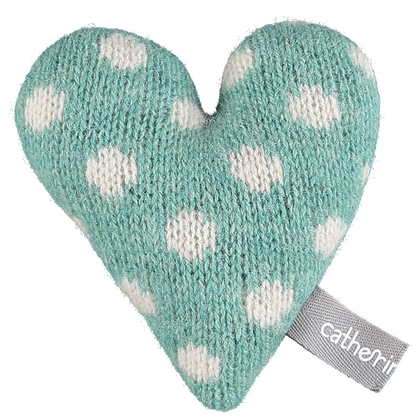 Mini Knitted Polka Dot Jade Heart With Lavender