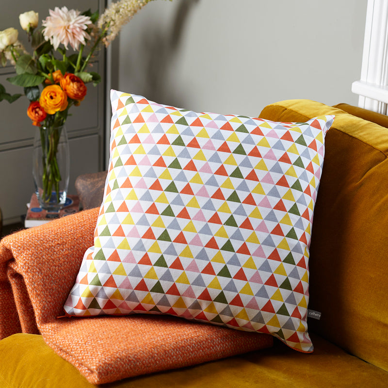 Multi-Colour Triangle Print Cushion