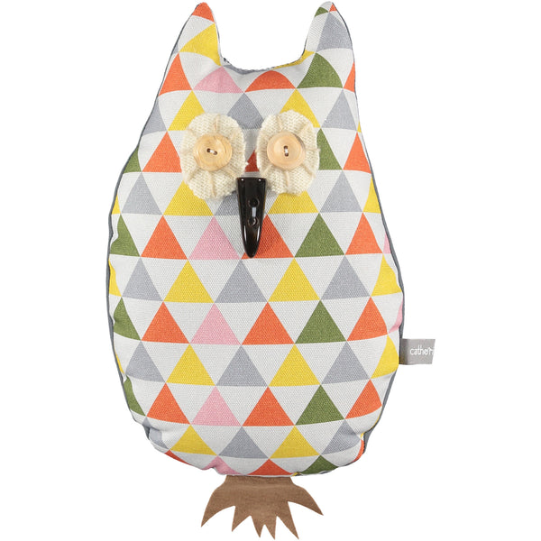 Multi Colour Triangle Print Owl Doorstop With Lavender