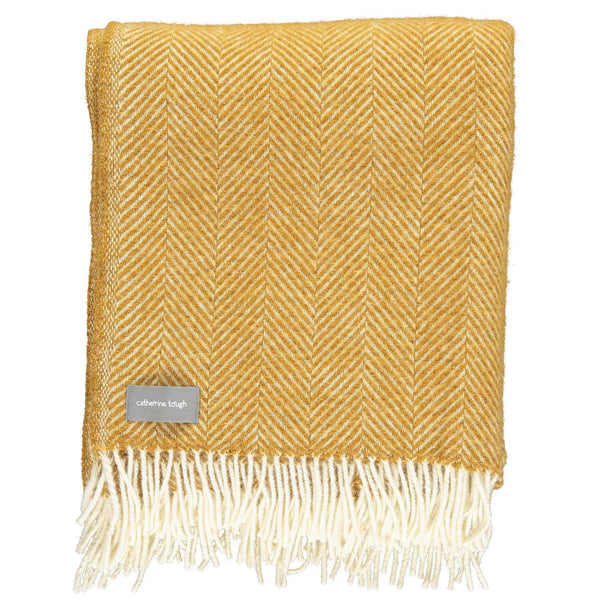 BLANKET WOVEN - herringbone - English mustard