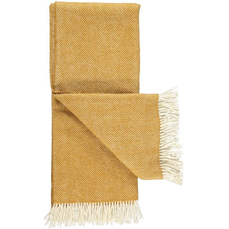 BLANKET WOVEN - herringbone - English mustard